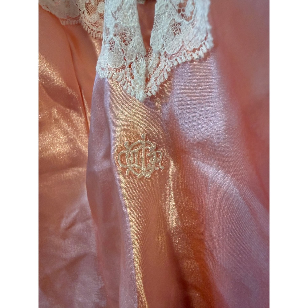 Vintage Christian Dior Pink Satin Lace Camisole Top Embroidered CD Logo Bow - Picture 6 of 13